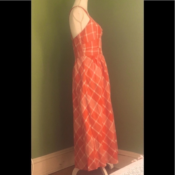 NWT NINA LEONARD orange gingham long dress - Picture 3 of 6